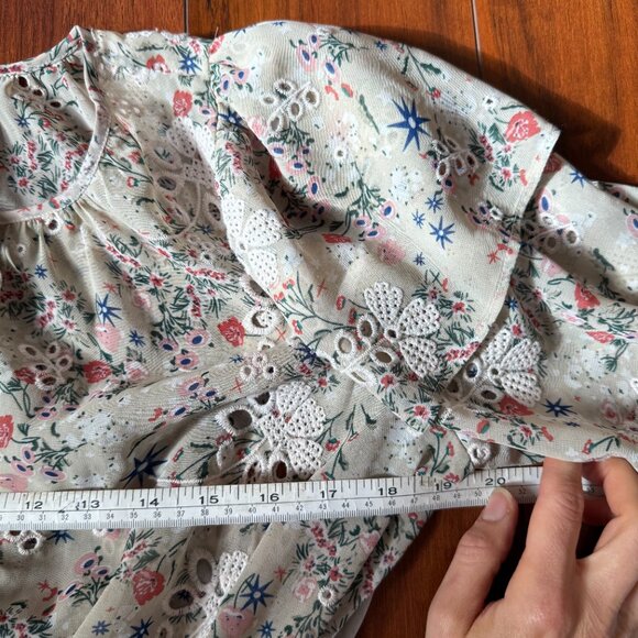 Revolve Tularosa A-Line Ruffle Dress Neutral Floral Pattern XS - Picture 4 of 9